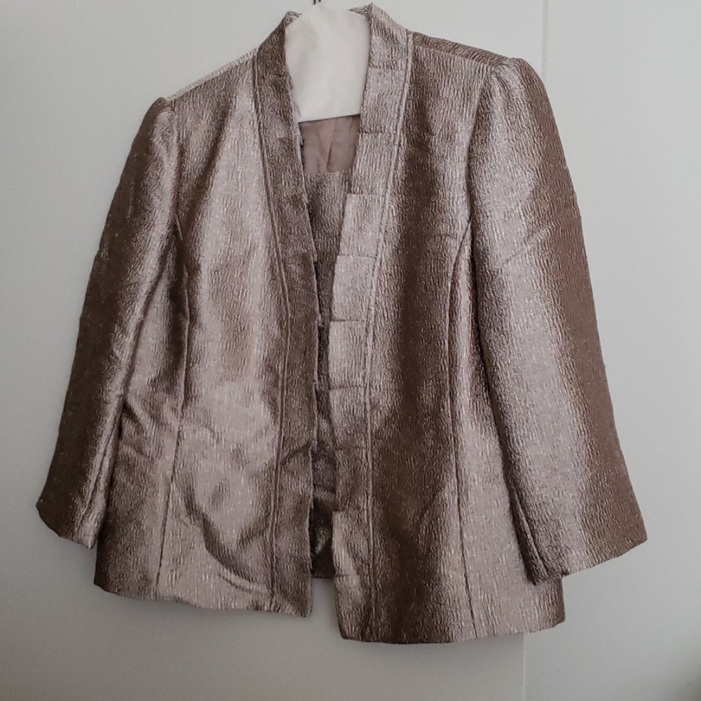 3pc. Metallic Kasper Women's Suit Taupe Size 16
